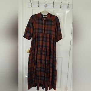 Natural Life Empire Waist, High Low Hem, Flannel Dress